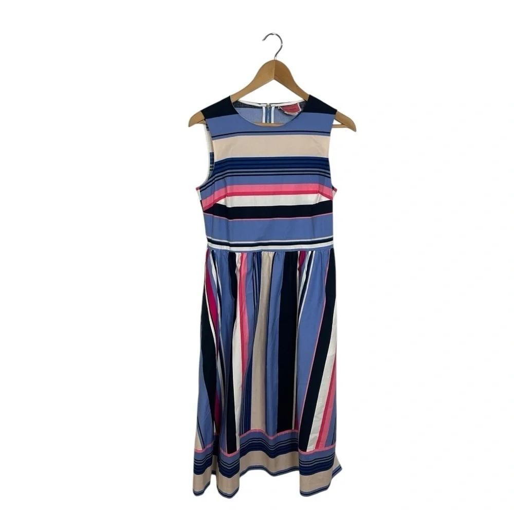 Kate Spade Iconic Colorful Berber Fit & Flare Striped Exposed Zipper Dress Sz 4